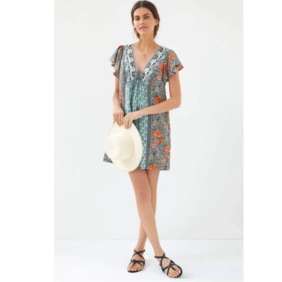 Anthropologie Blue Green Astrid Tunic Floral Dress - Picture 10 of 11